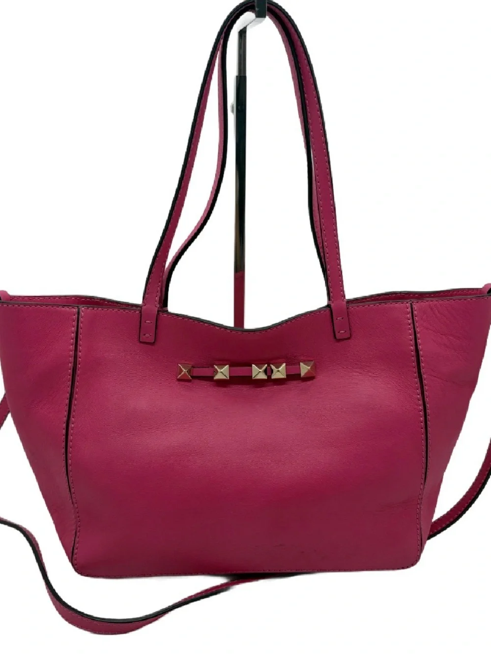 Stylish Pink Stud-Accent Tote Bag - Women
